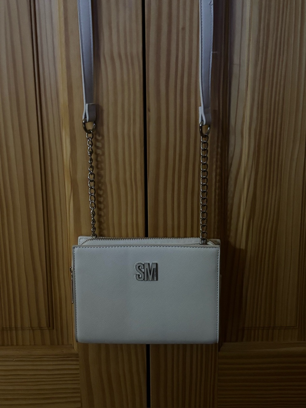 STEVE MADDEN White Crossbody/Wallet Bag with Chain Strap